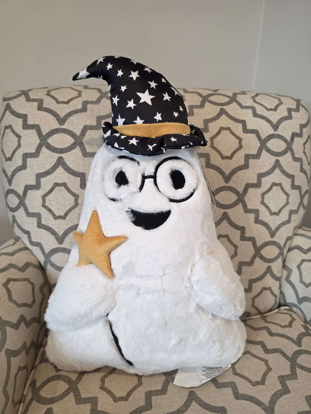 NWT Plush Wizard Ghost with Star Hat - White & Black
